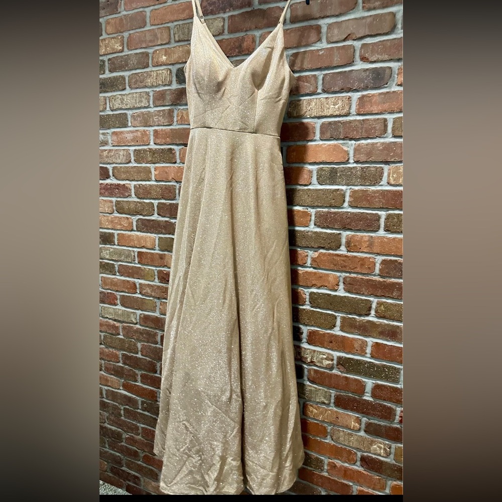 Glitter Knit Spaghetti Strap Gown